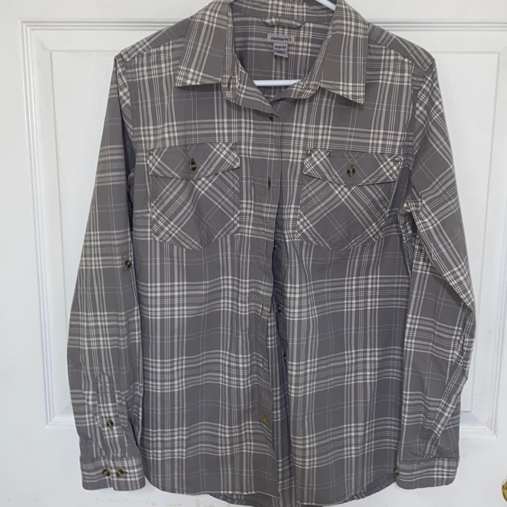 Carhartt Woman’s Plaid Classic Button Down Woman’s Collared Shirt Size M